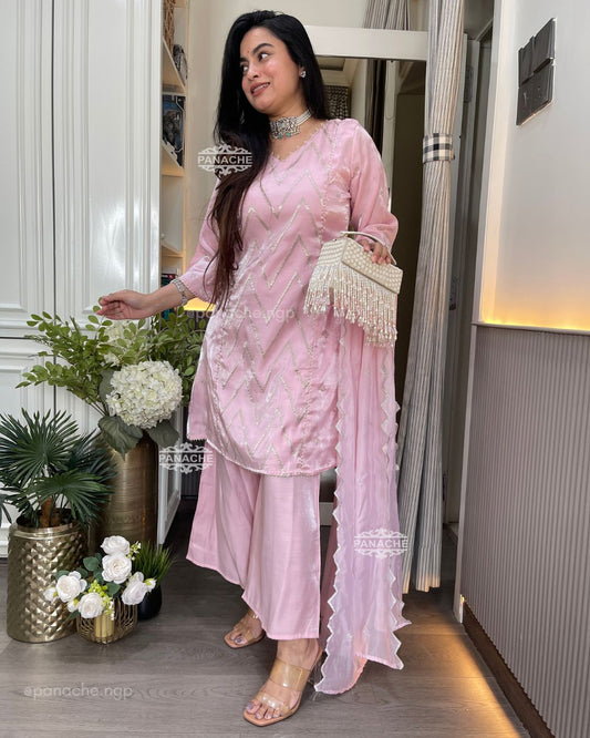 Blush zari elegance suit