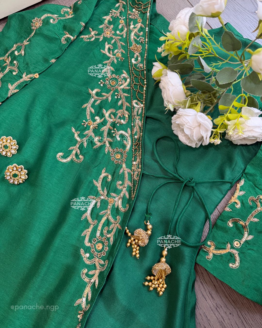Emerald angrakha suit set