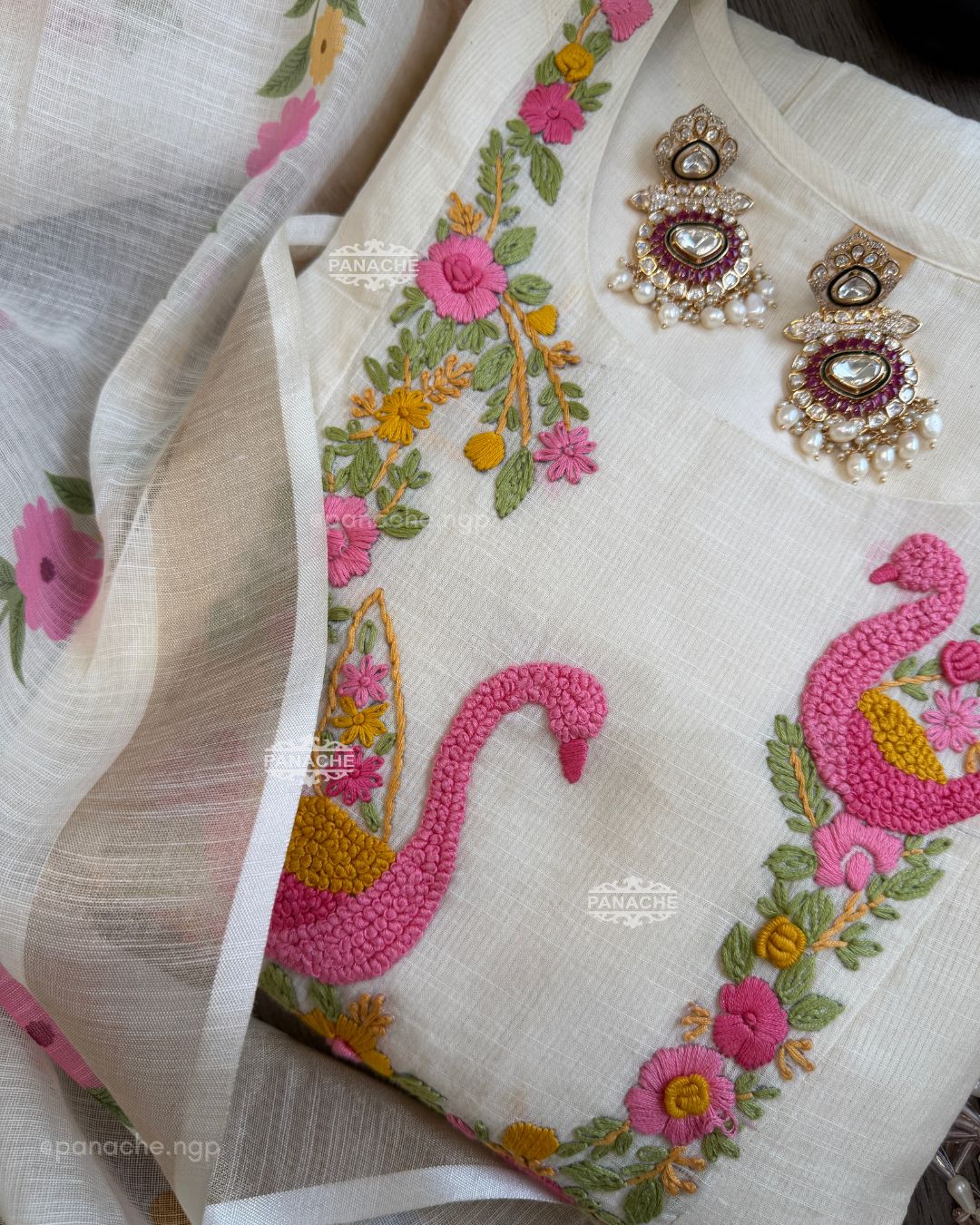 Flamingo cotton frenchknot set