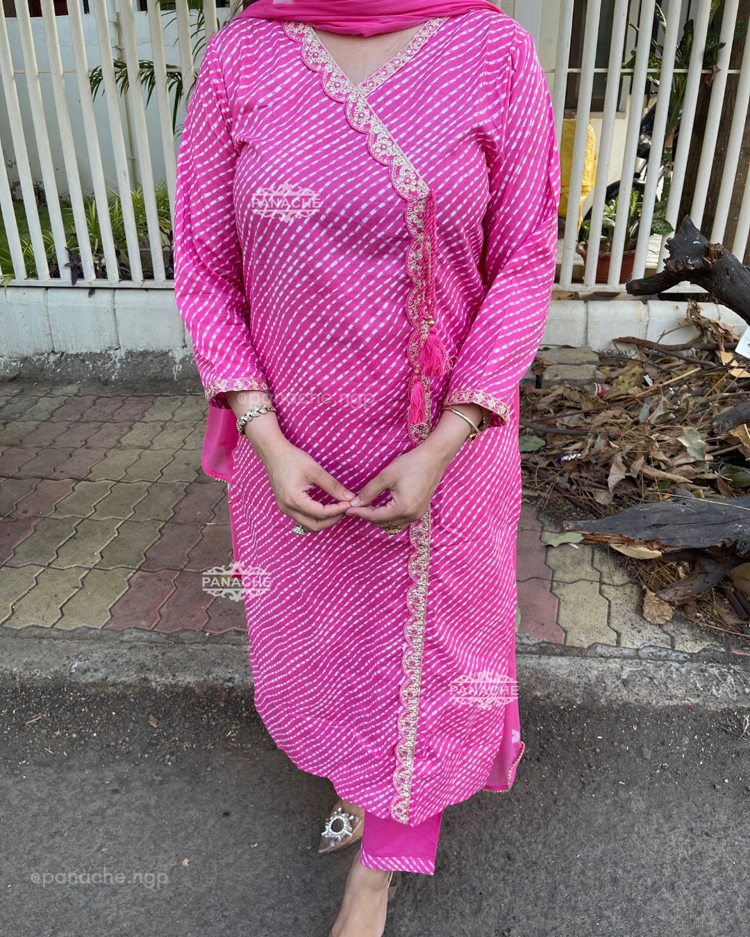 Angrakha Cotton leheriyan set