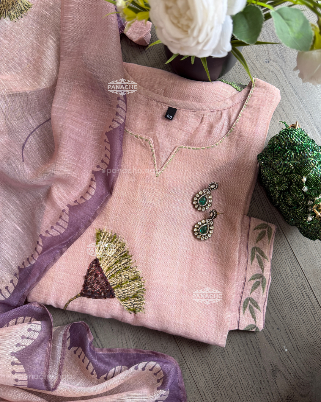 Rose pink katha set