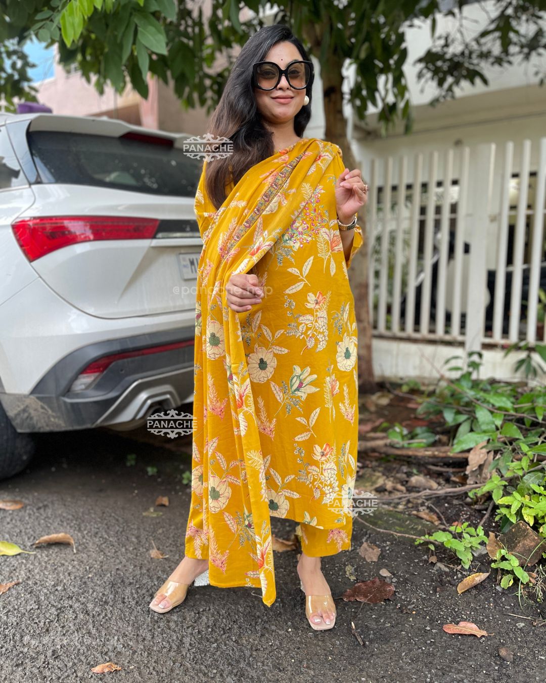 Haldi yellow cotton mul set