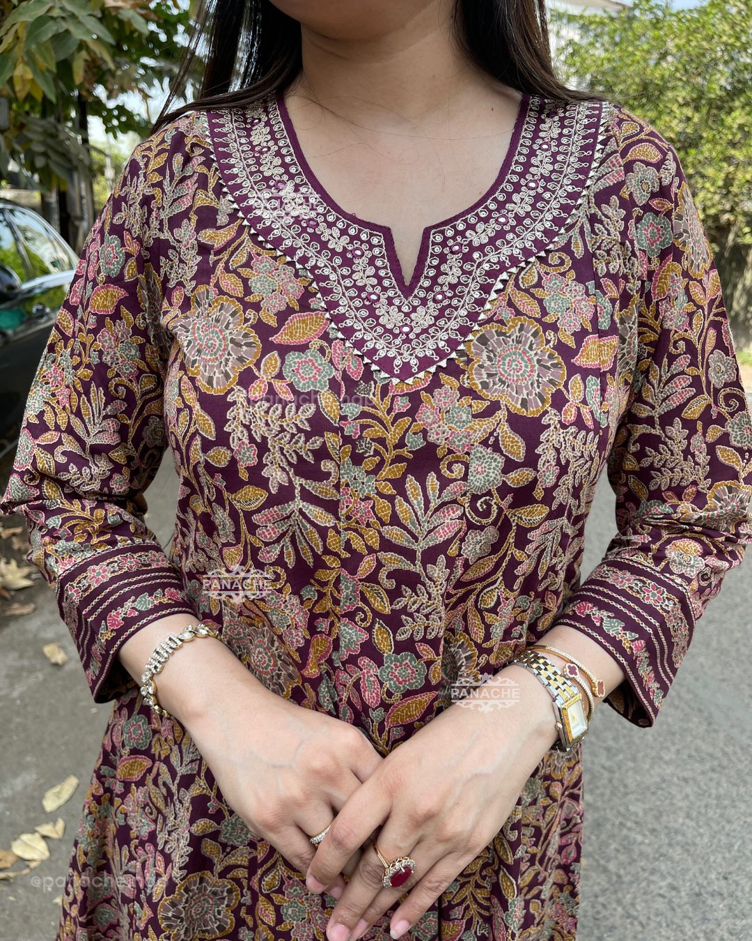 Print on print Anarkali set