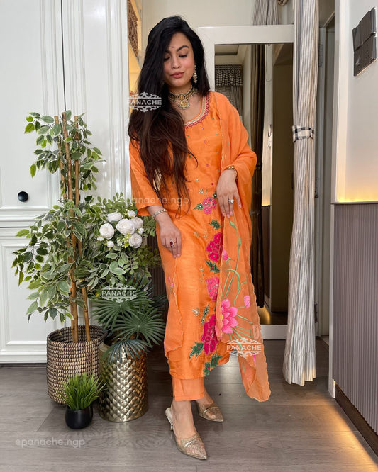 Peach handpainted set