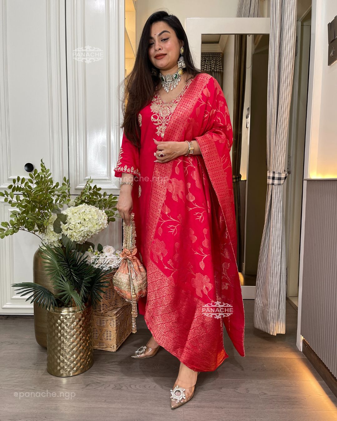 Sindoori red Pittan suit