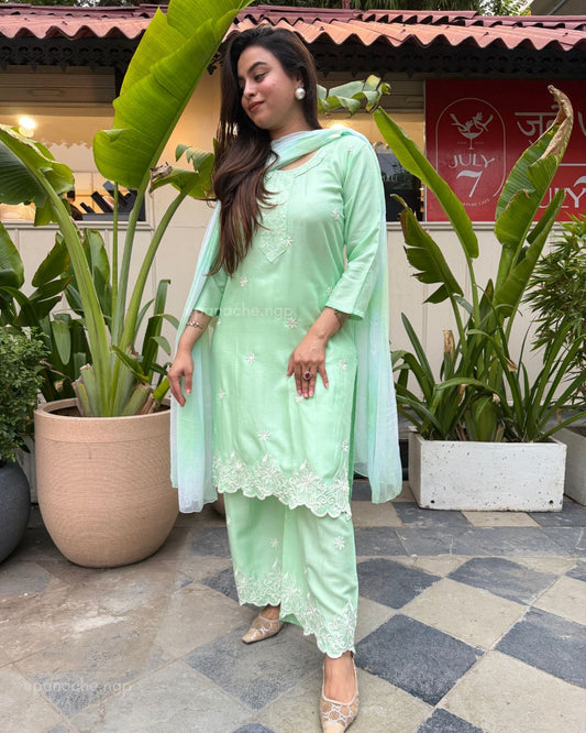 Pastel thread work Suits