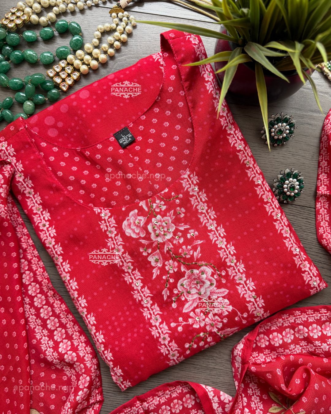 Floral red suit set