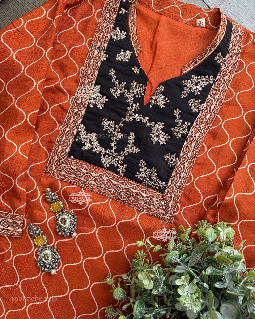 Naqsh orange semi formal suit set
