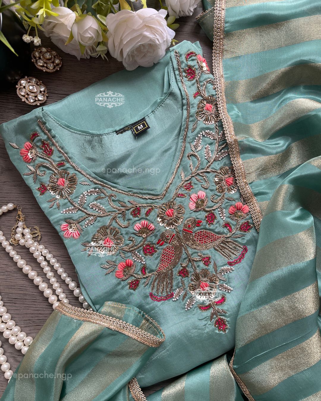 Mint Meher Anarkali set