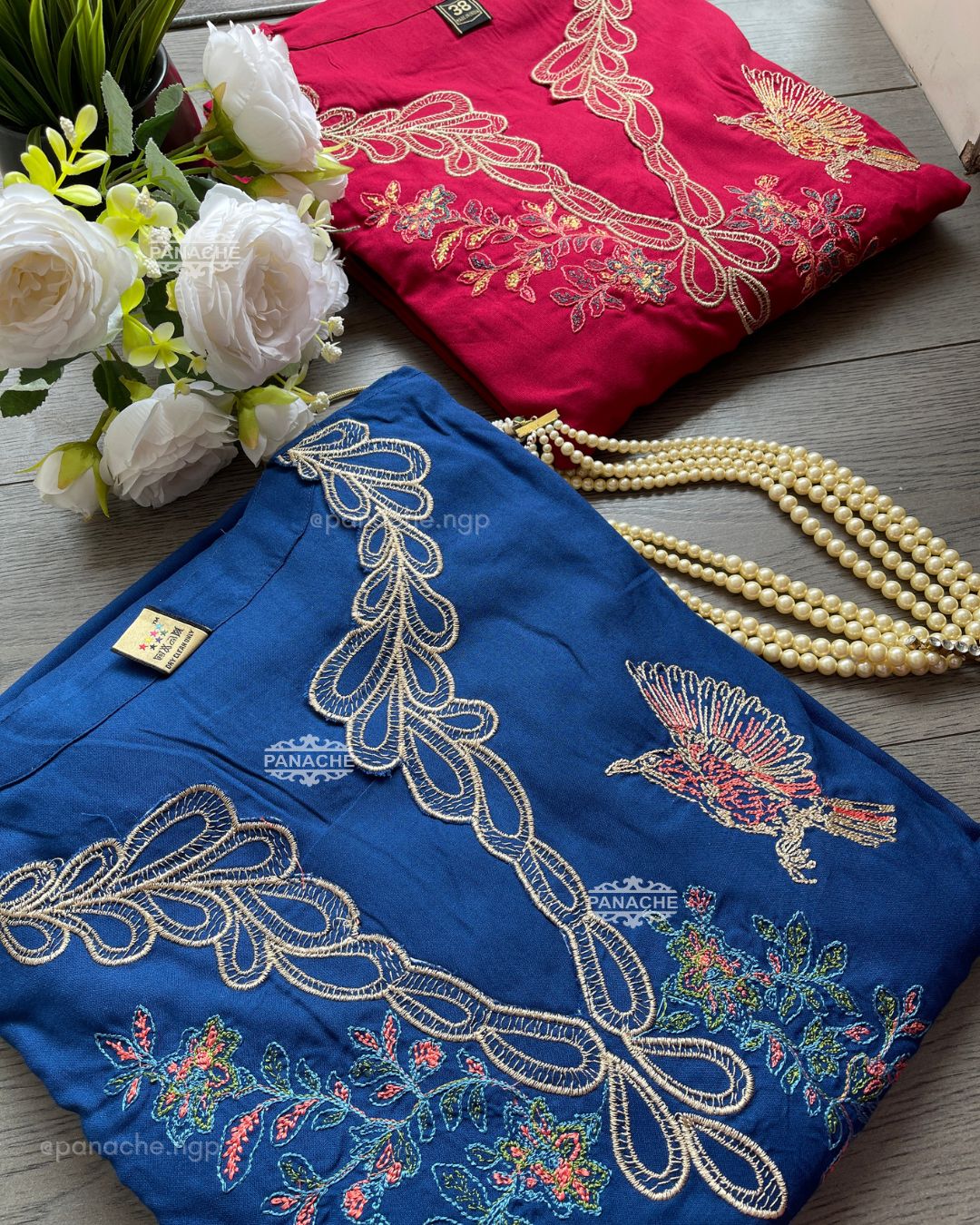 Cutwork embroidered suit