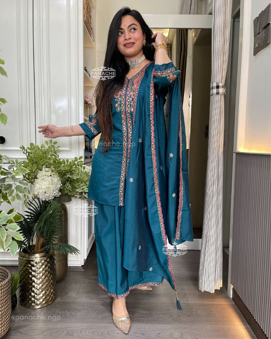 Embroidered gharara set