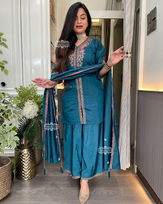 Embroidered gharara set