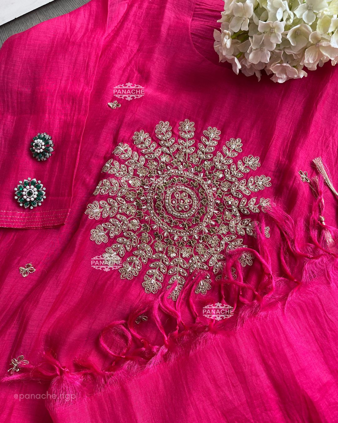 Fuschia mul gajji set