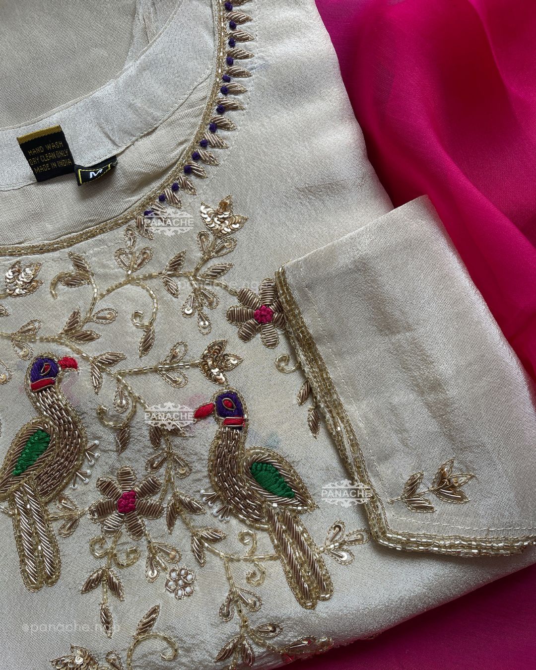 Ivory fuschia suit set