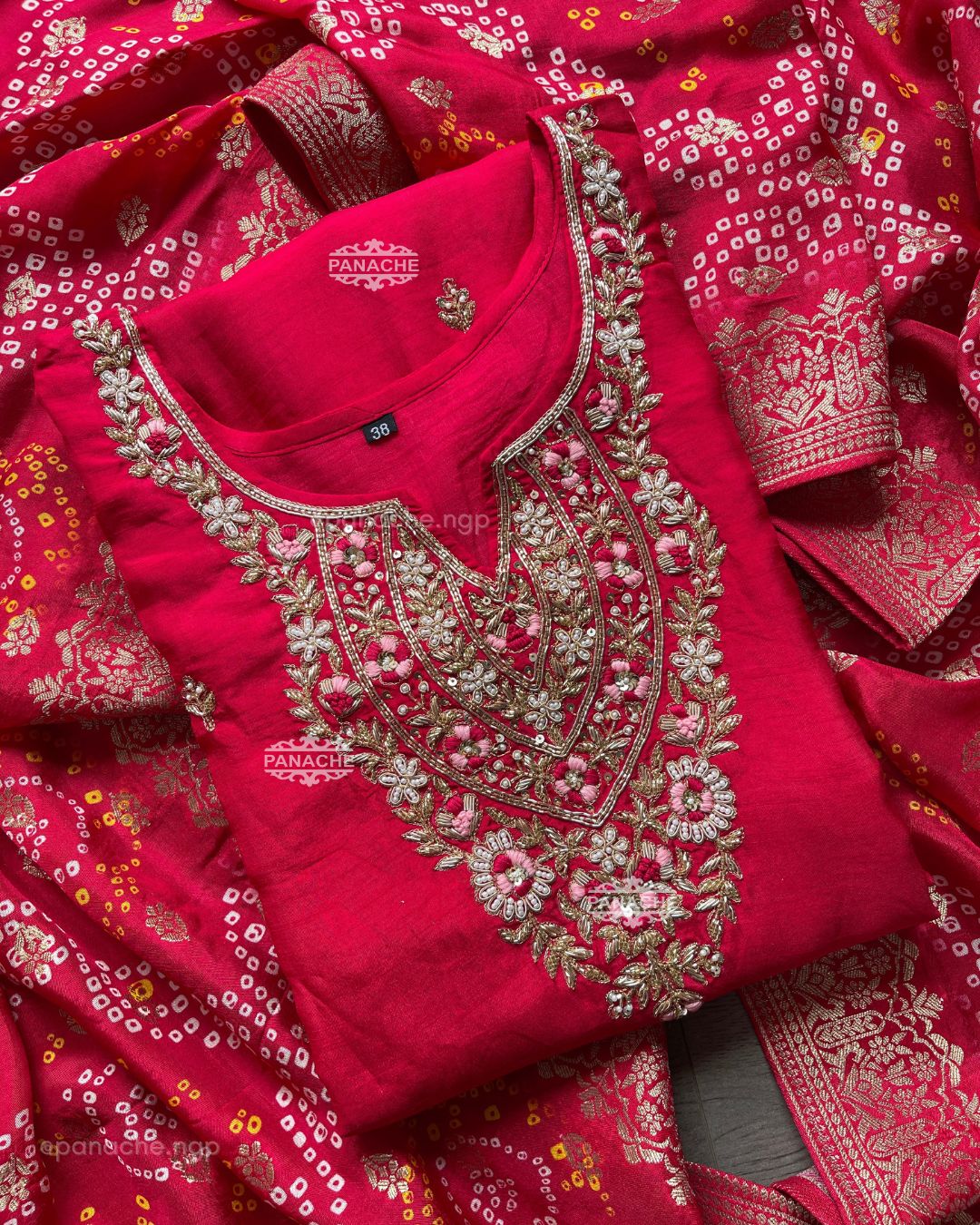 Bandhani silk set