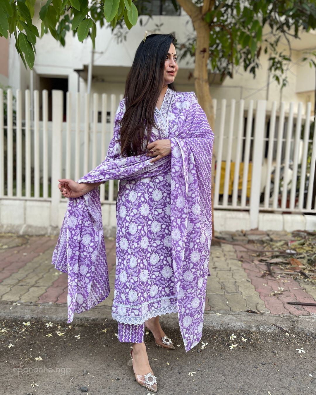 Lavender Print on print cotton set
