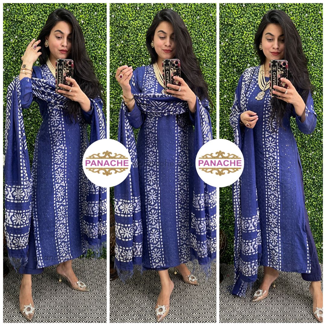 Baatik indigo suit set