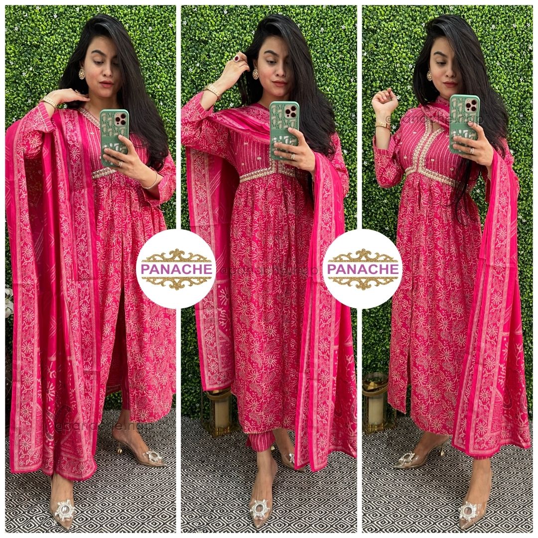 Print on print and stylish muslin silk set