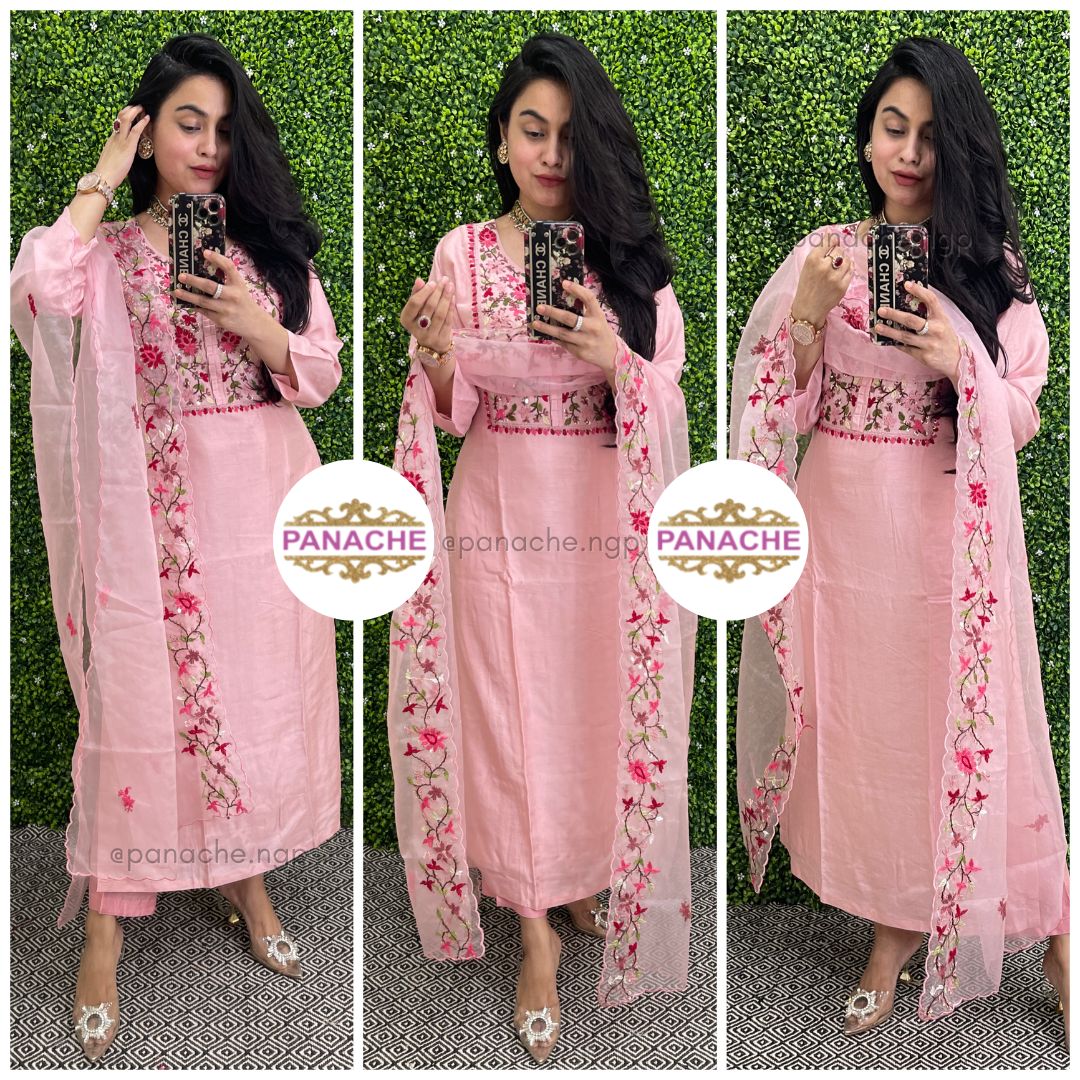 Silk sets in pastel with delicate handwork