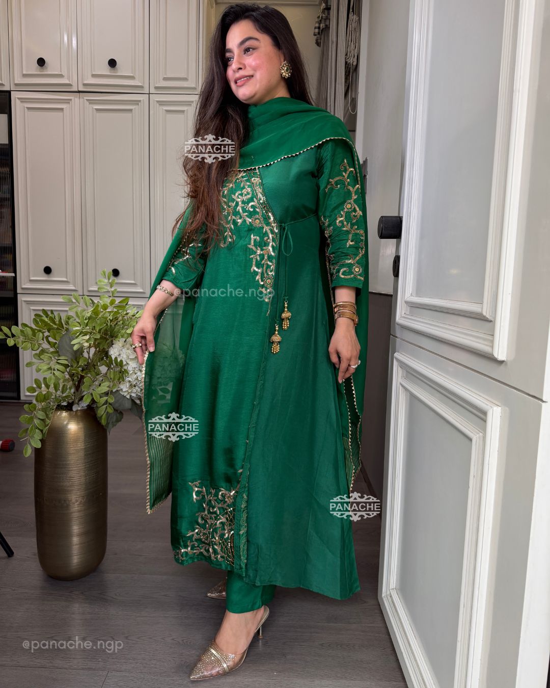 Emerald angrakha suit set