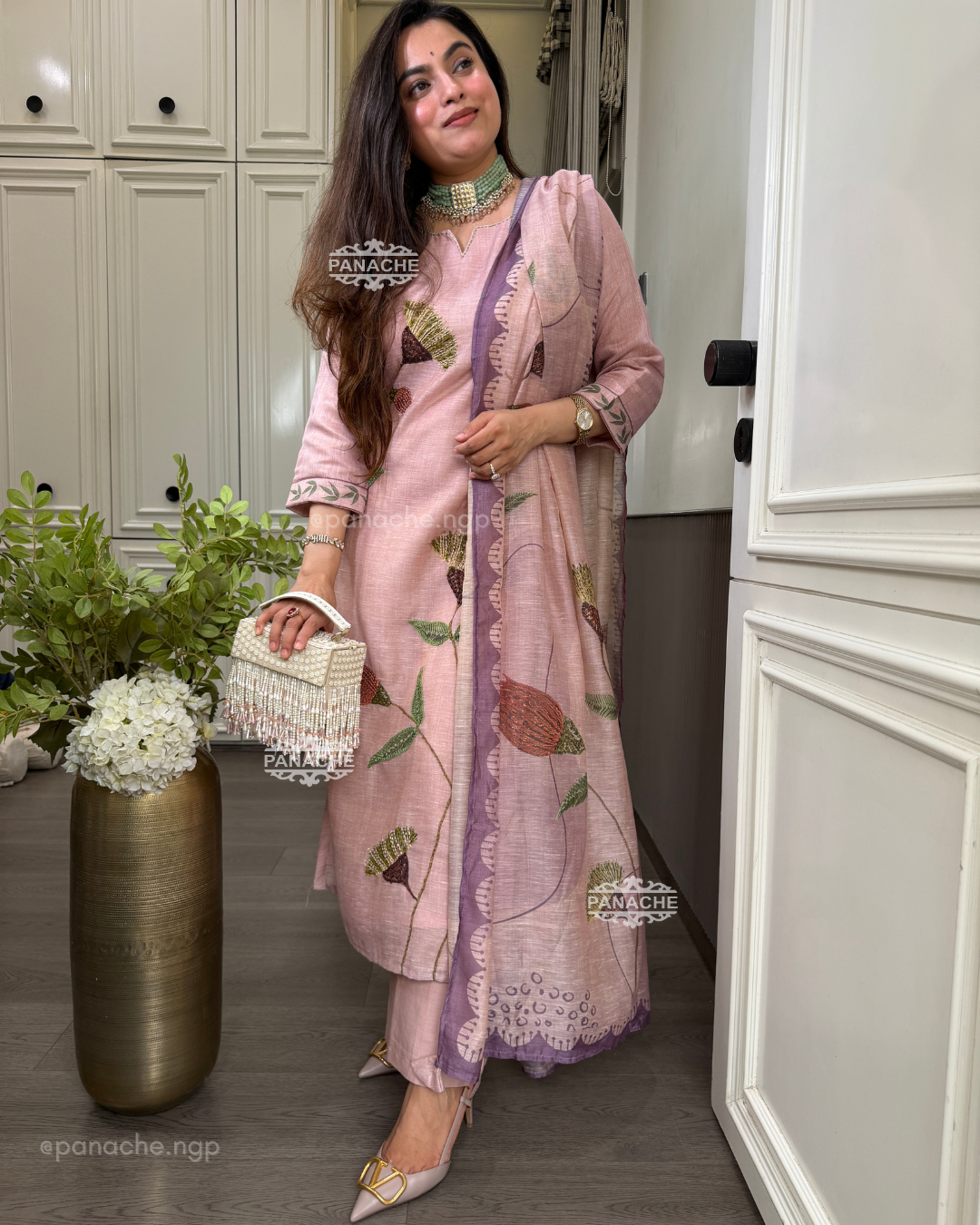 Rose pink katha set