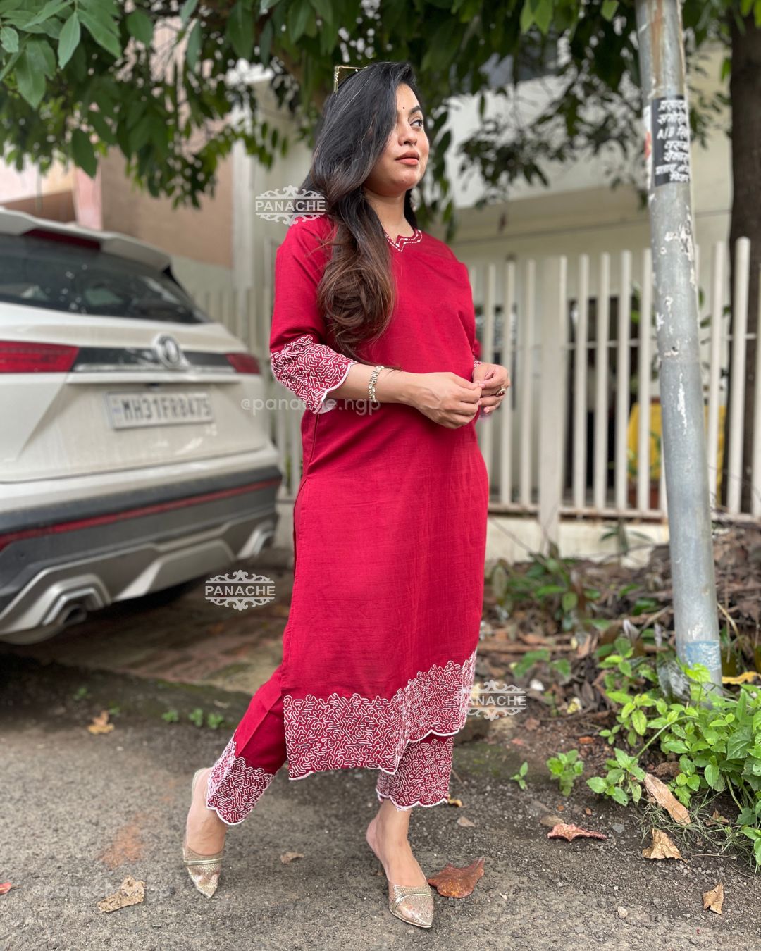 Maroon embroidered coords