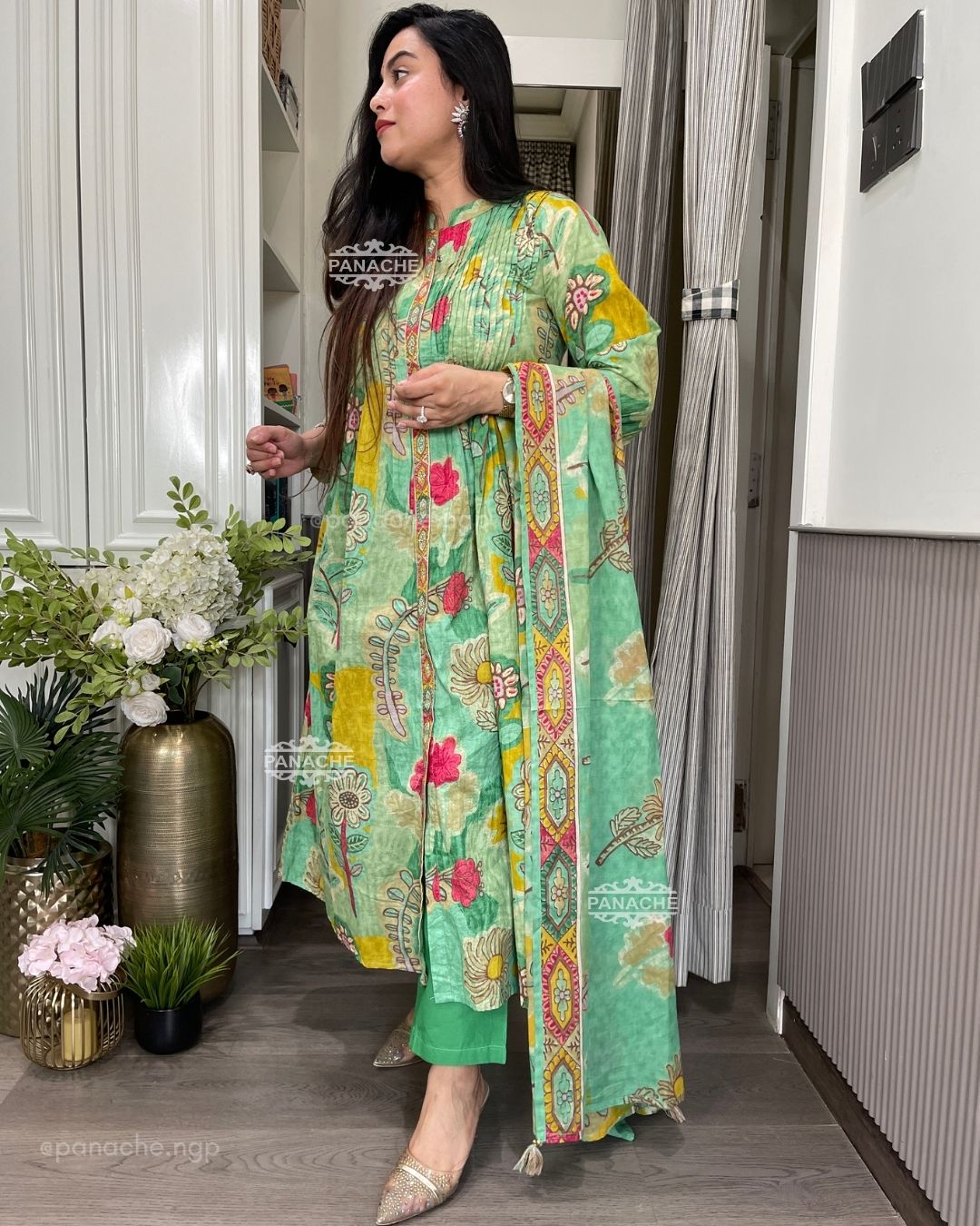 Mul cotton floral semiformal suit set