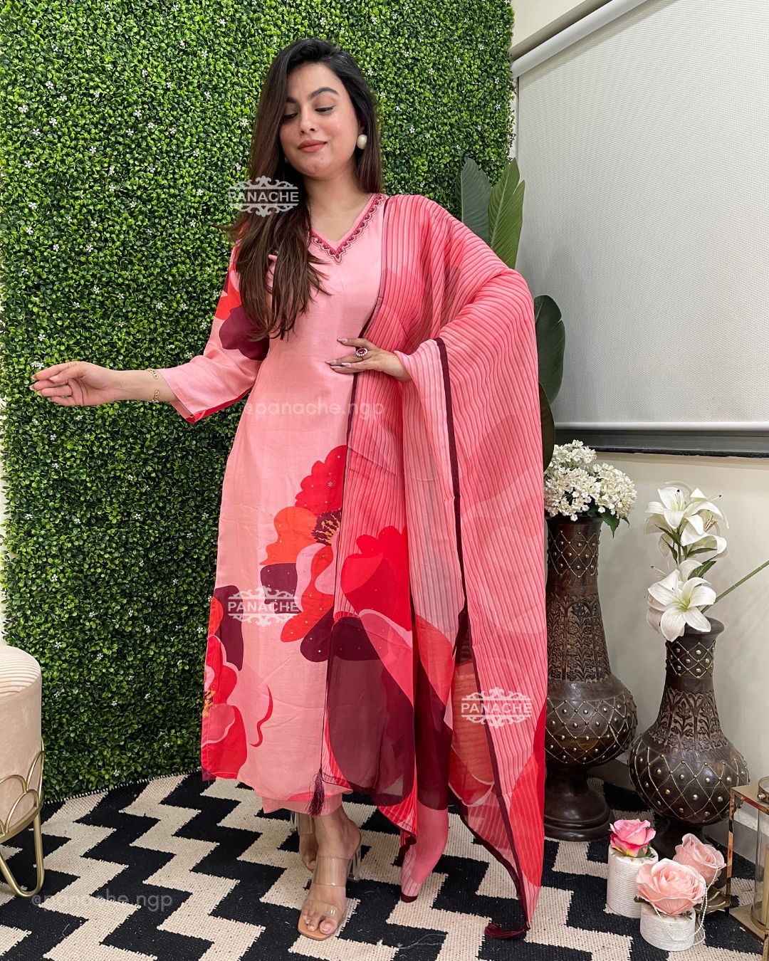 Linen floral Semiformal set