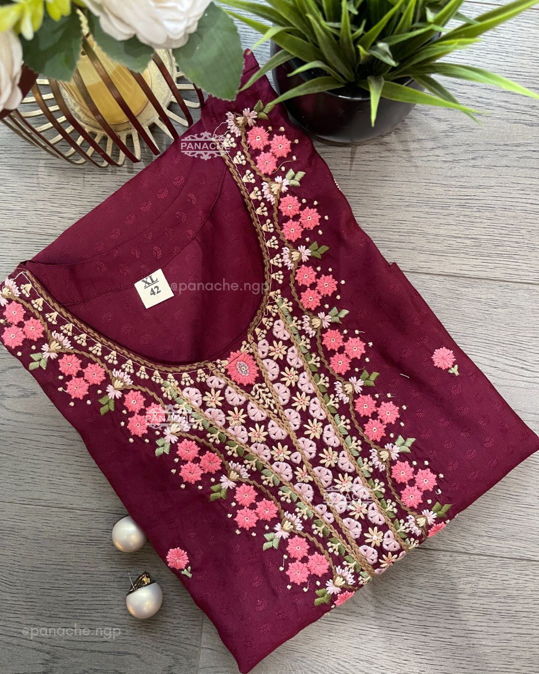 Maroon Embroidered cotton sets