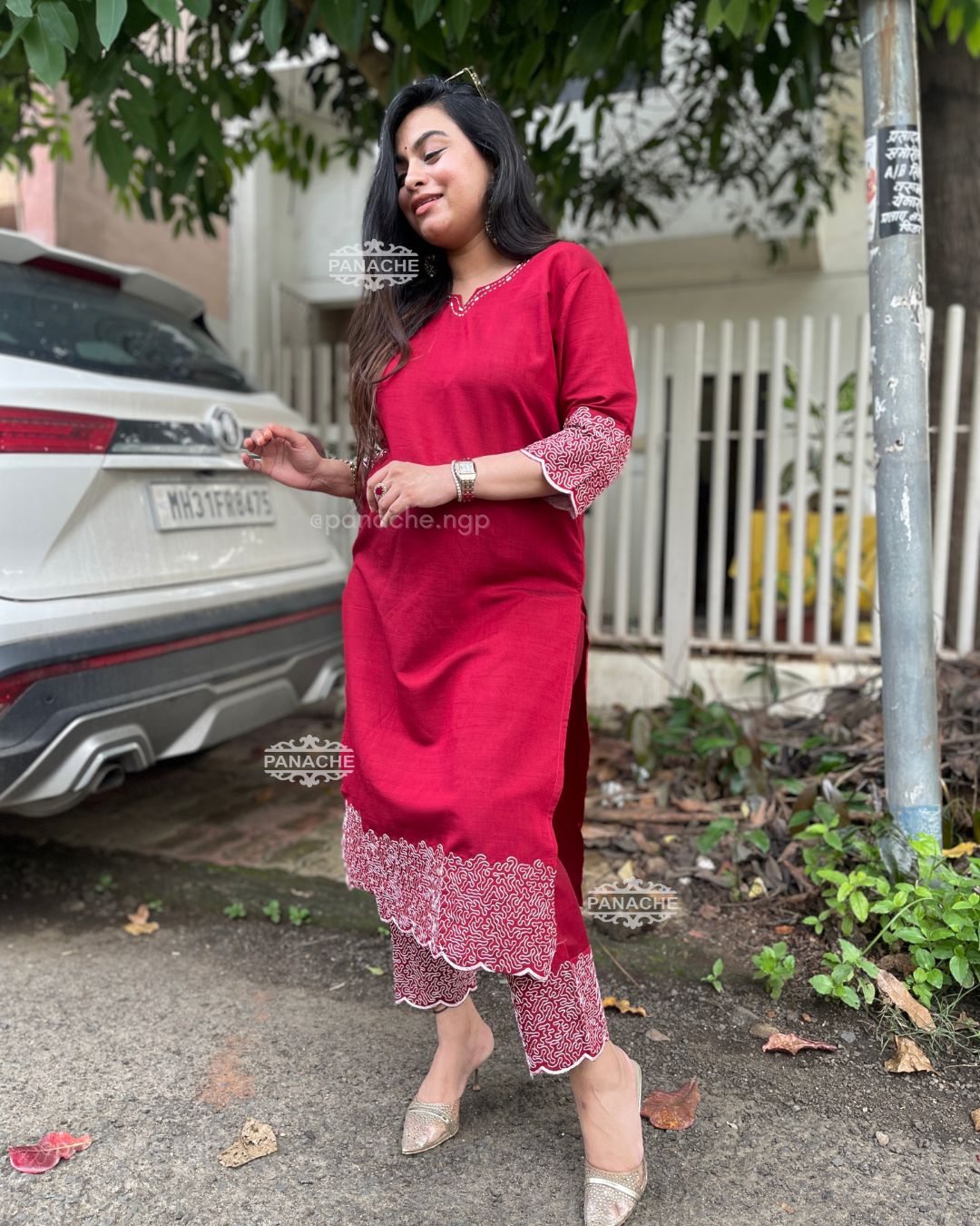 Maroon embroidered coords