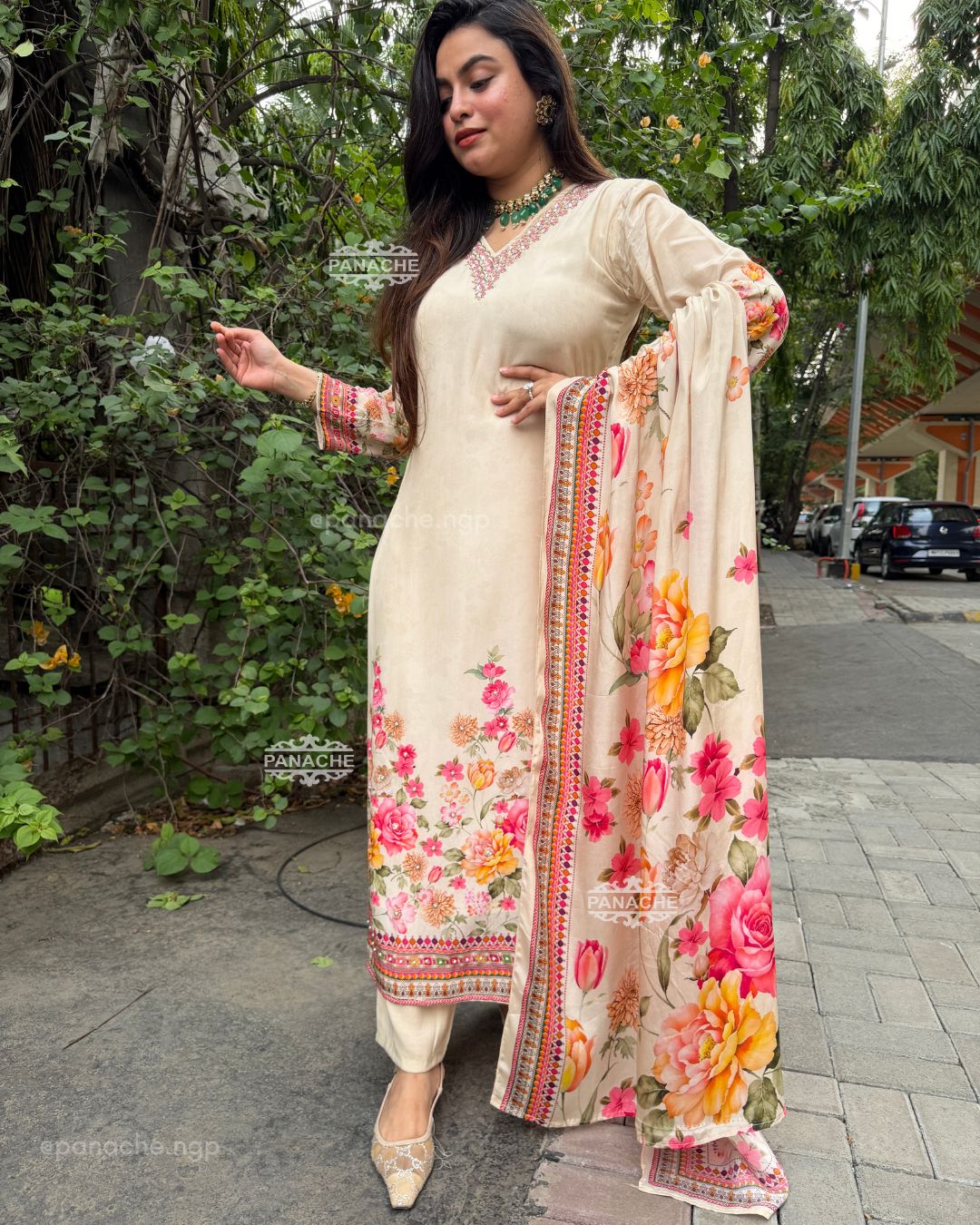 Ivory floral suit set