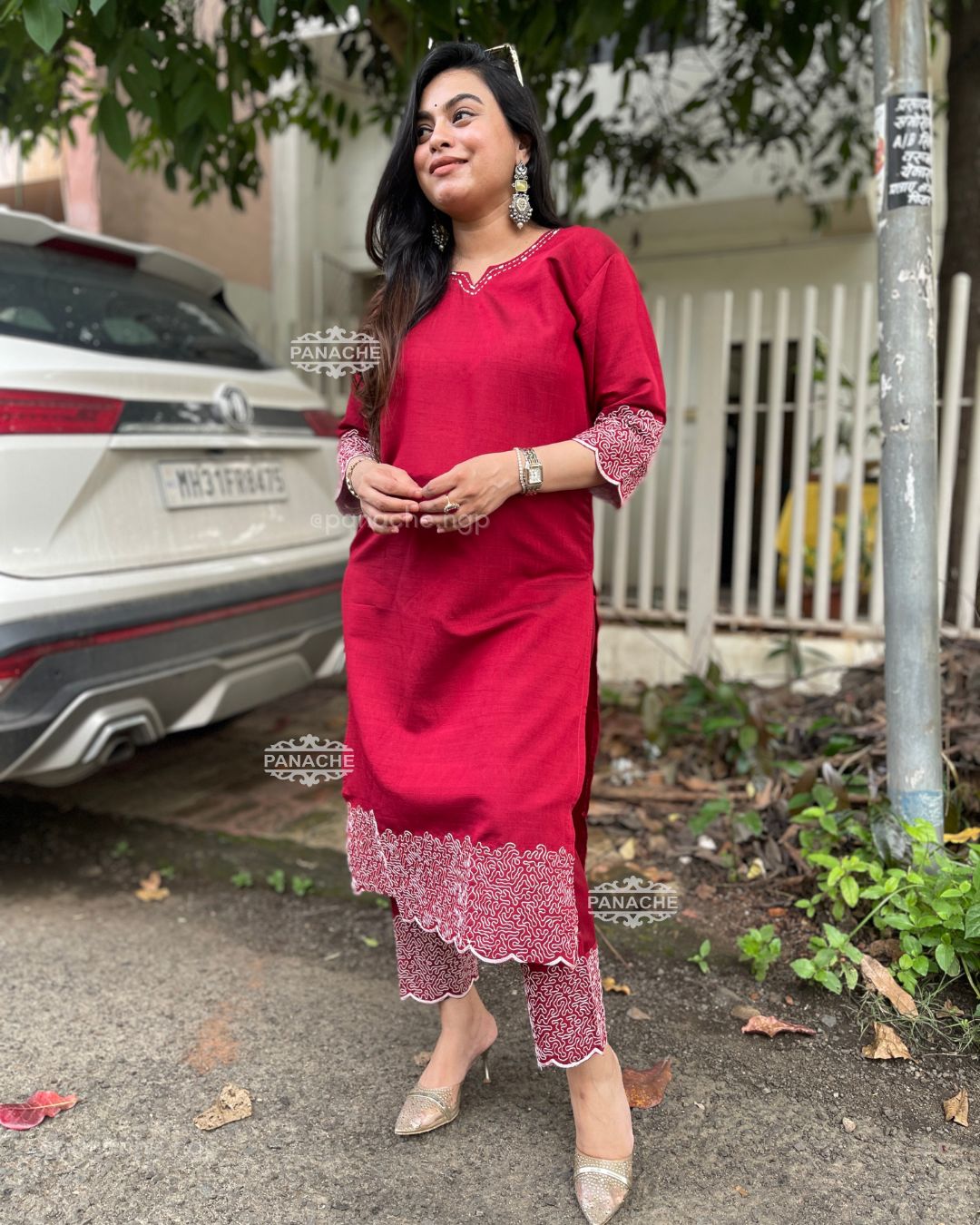 Maroon embroidered coords