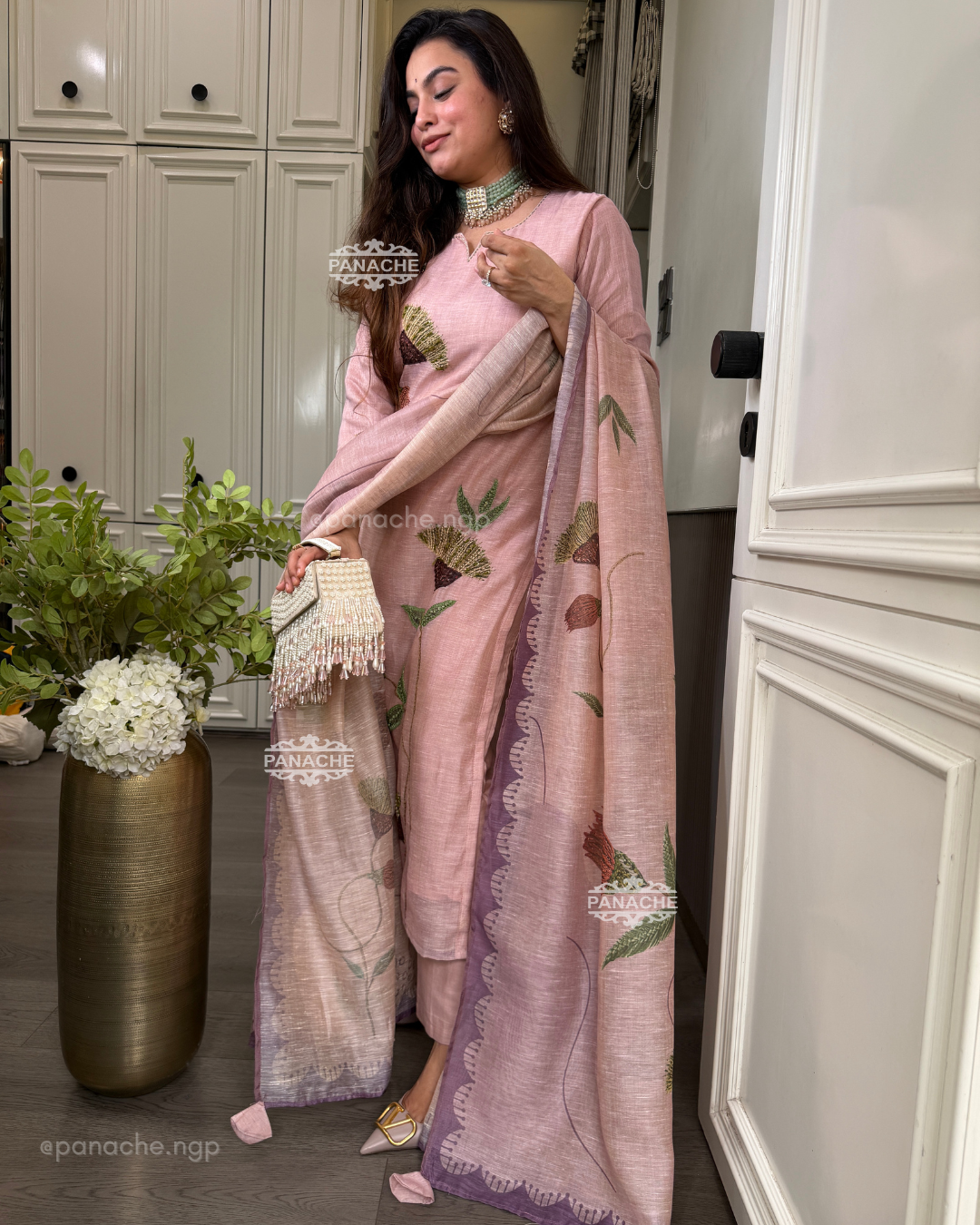 Rose pink katha set