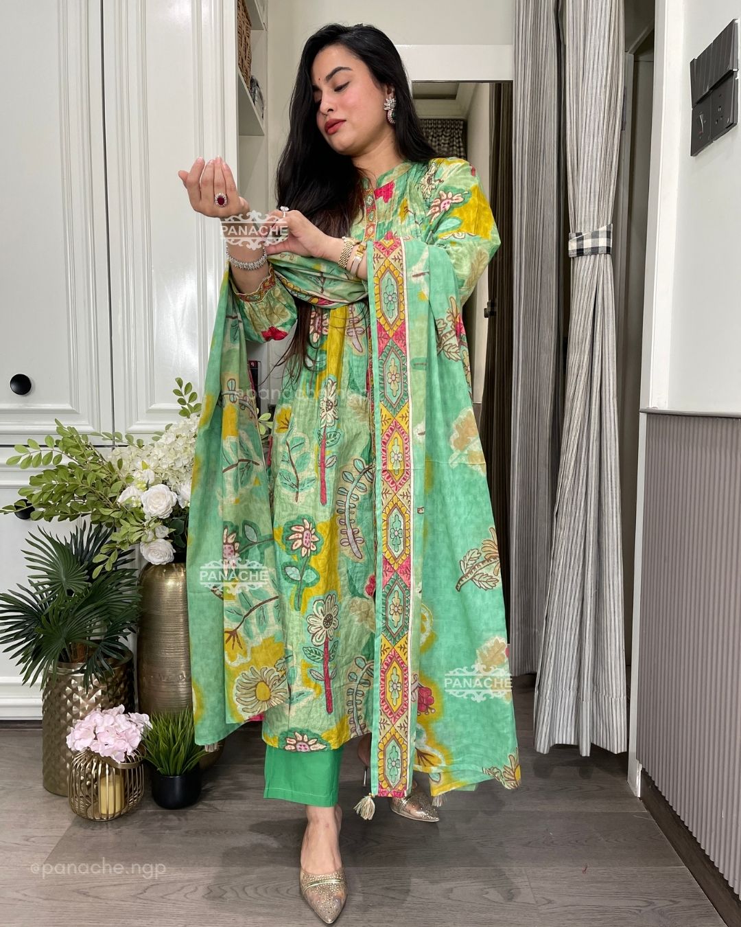 Mul cotton floral semiformal suit set