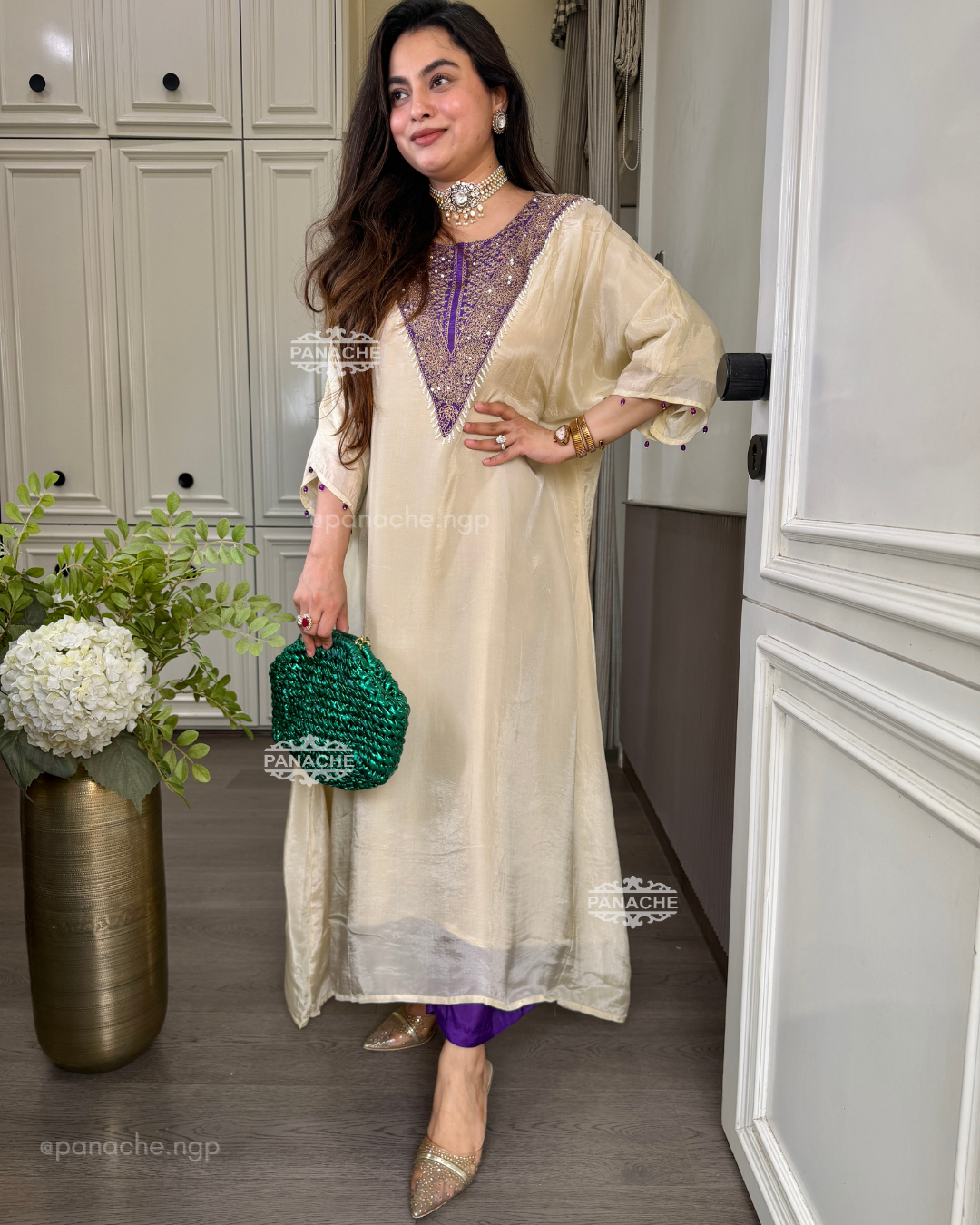 Ivory kaftan set