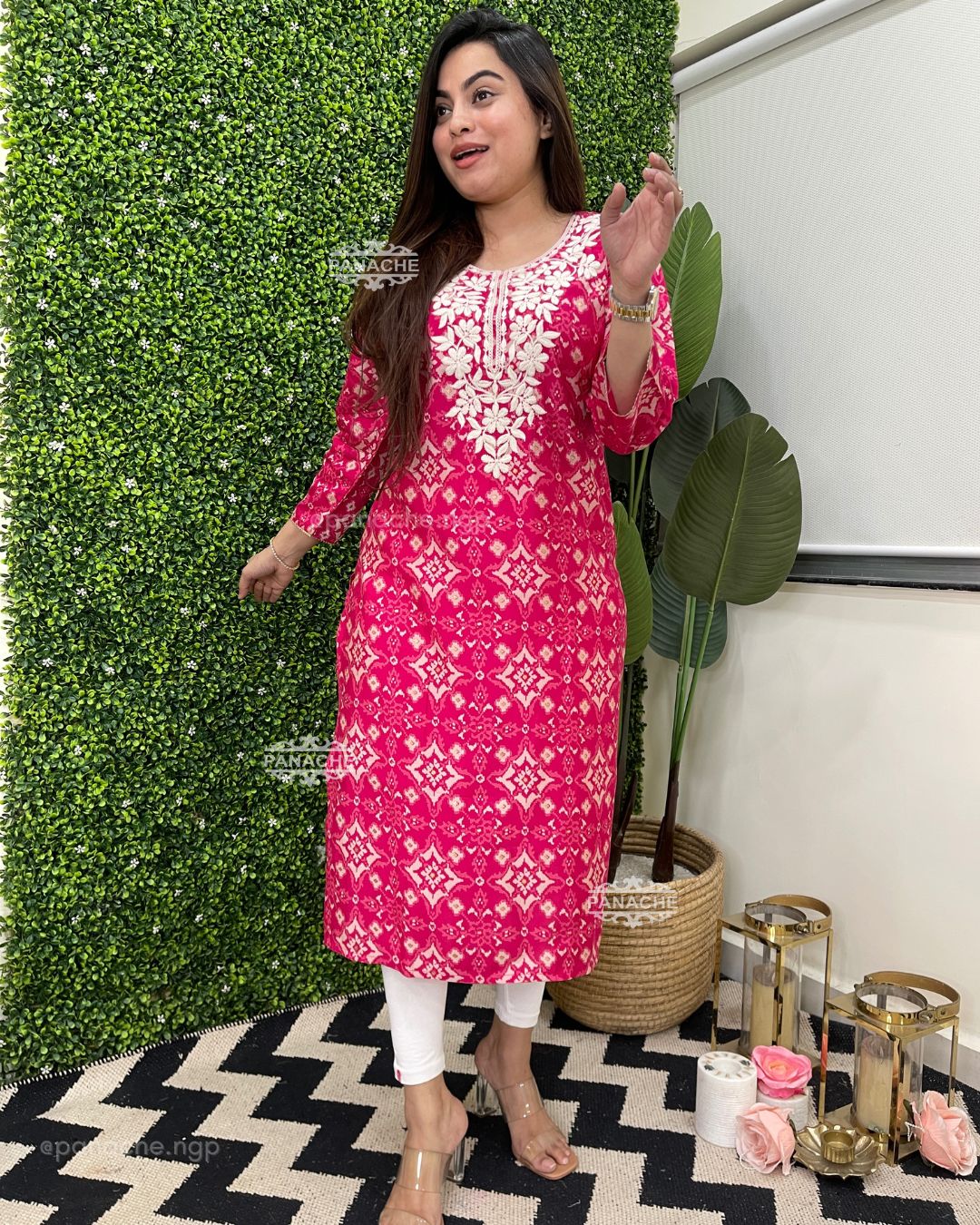 Ikkat Dailywear thread work kurtis in muslin