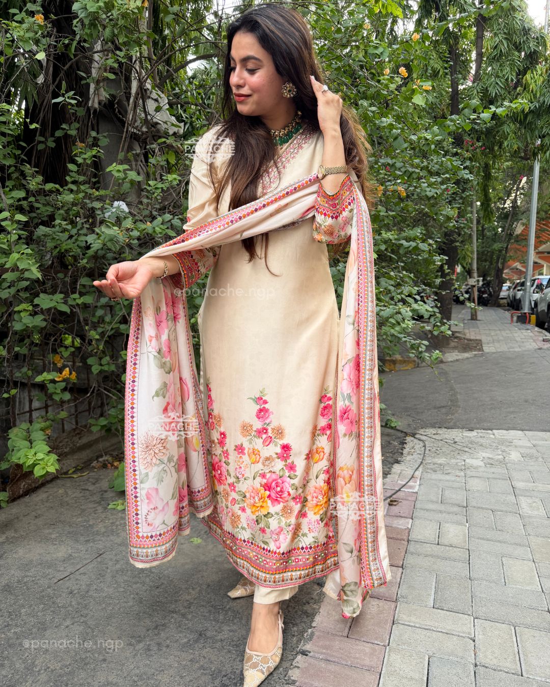 Ivory floral suit set