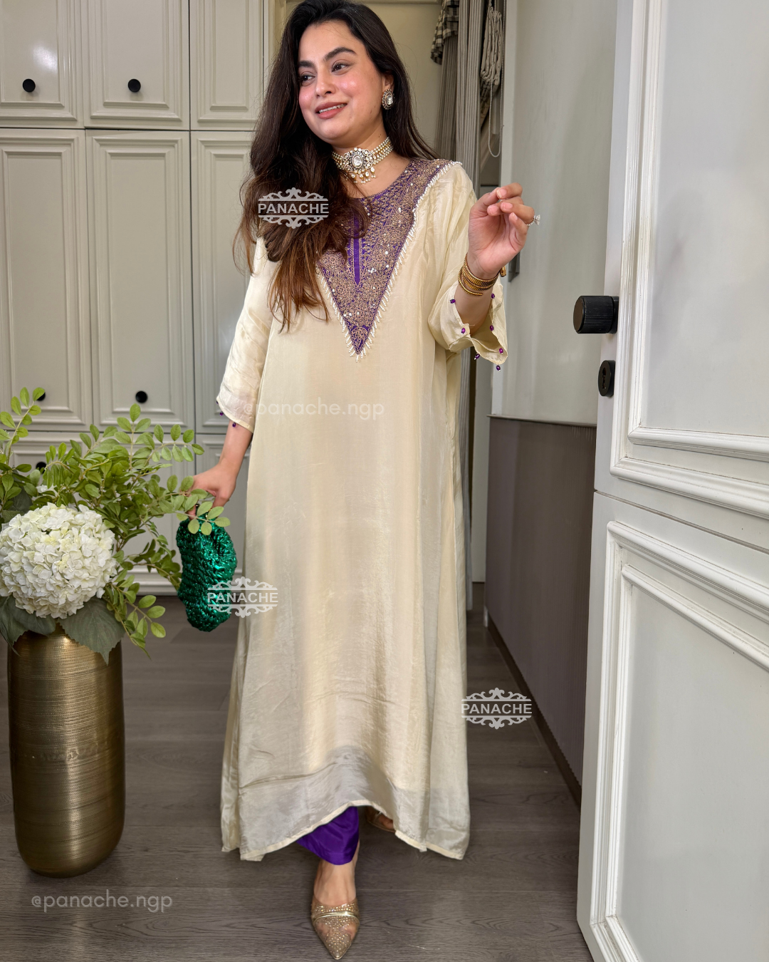 Ivory kaftan set