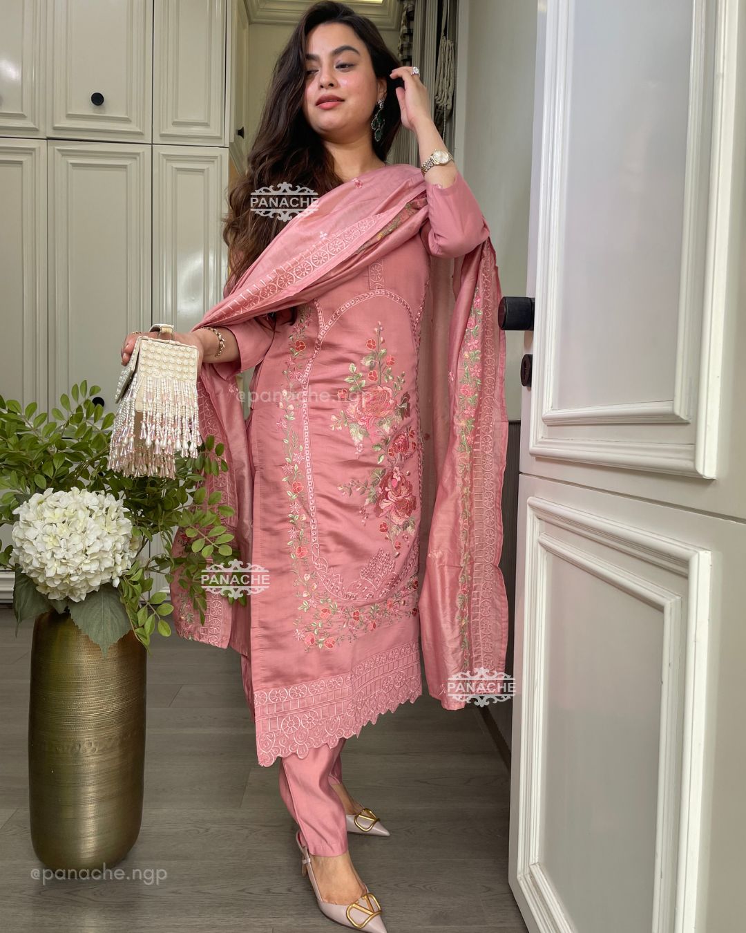 Karachi rose pink suit set