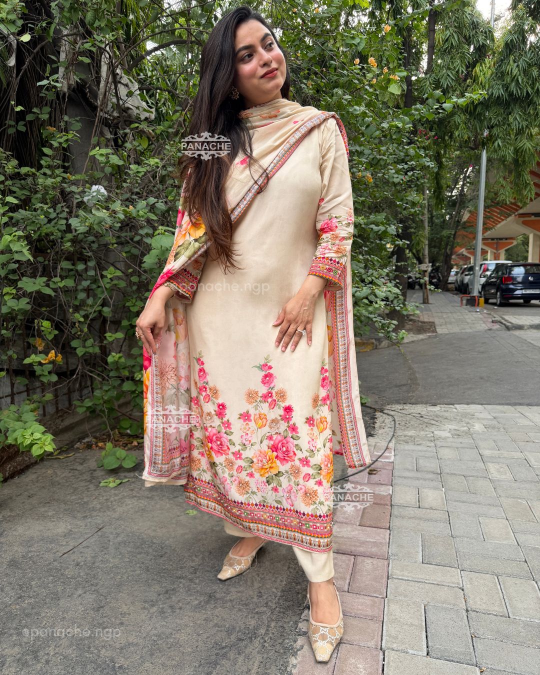 Ivory floral suit set