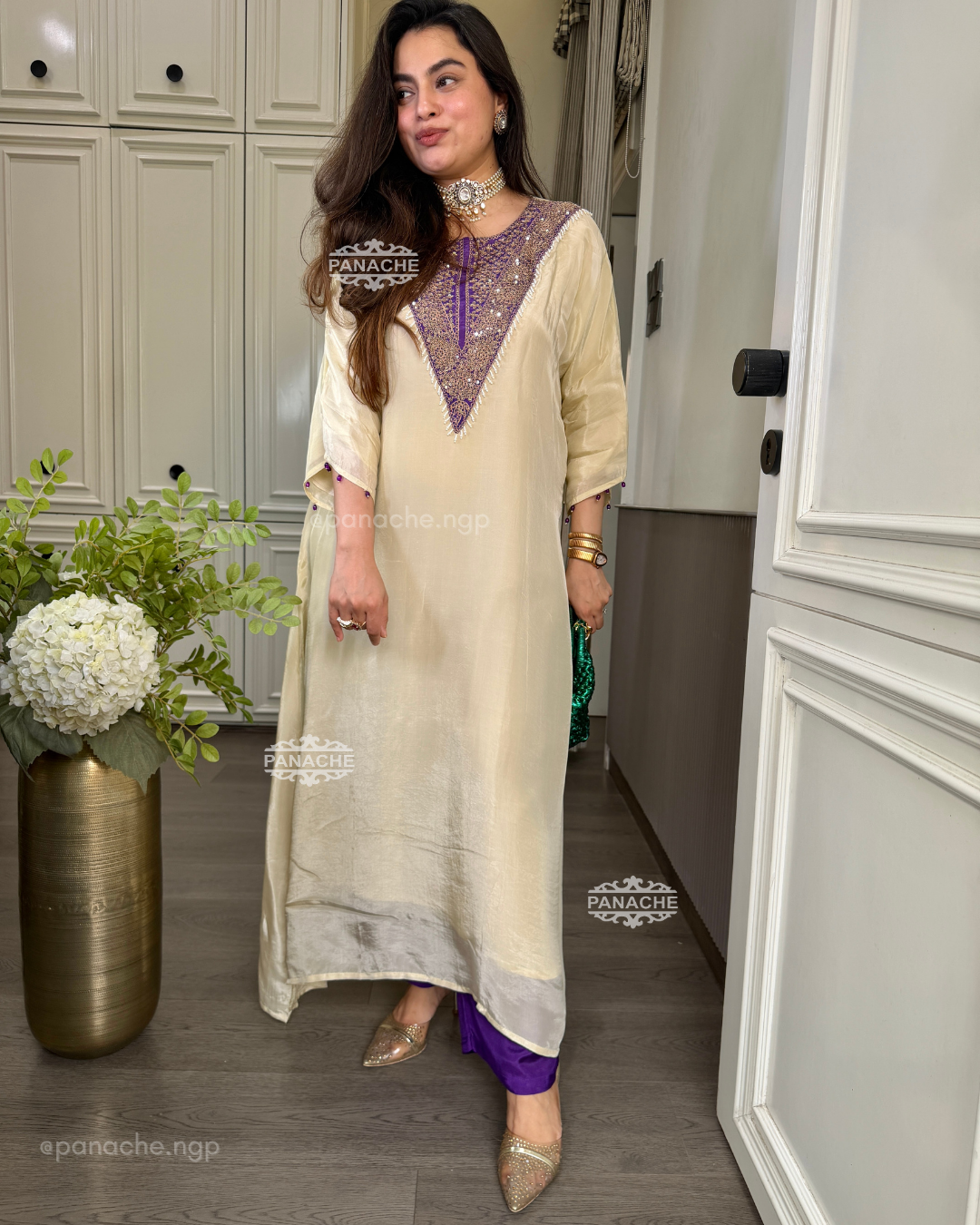 Ivory kaftan set
