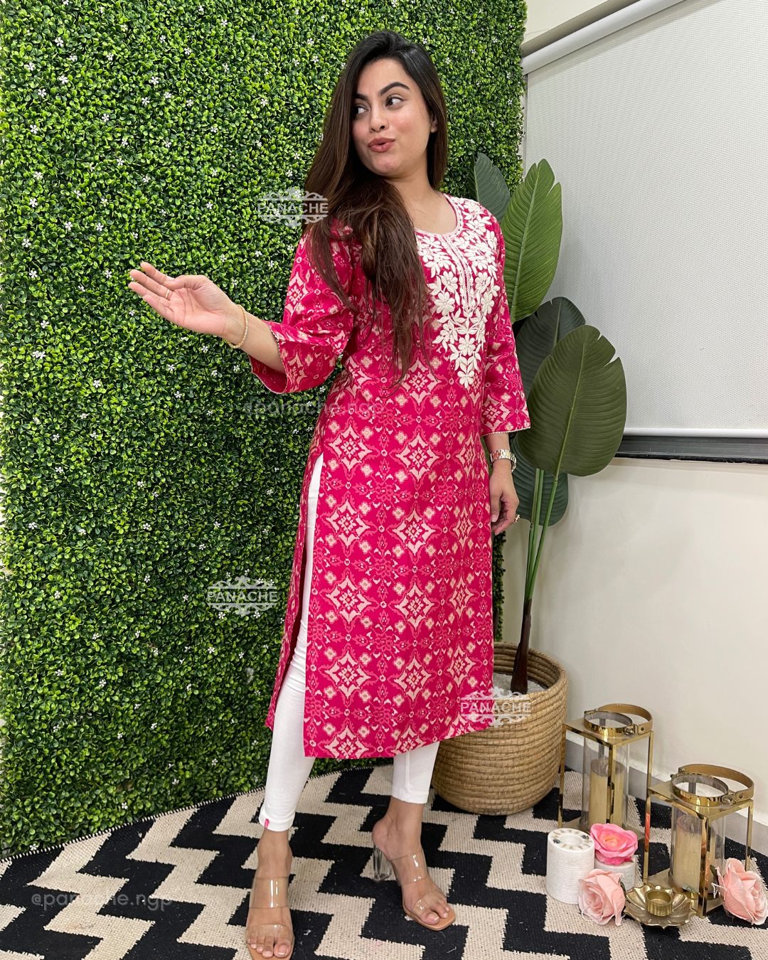 Ikkat Dailywear thread work kurtis in muslin