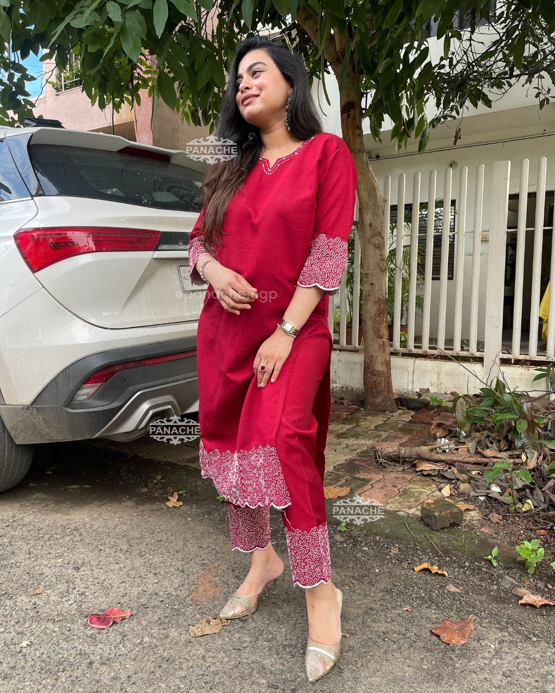 Maroon embroidered coords