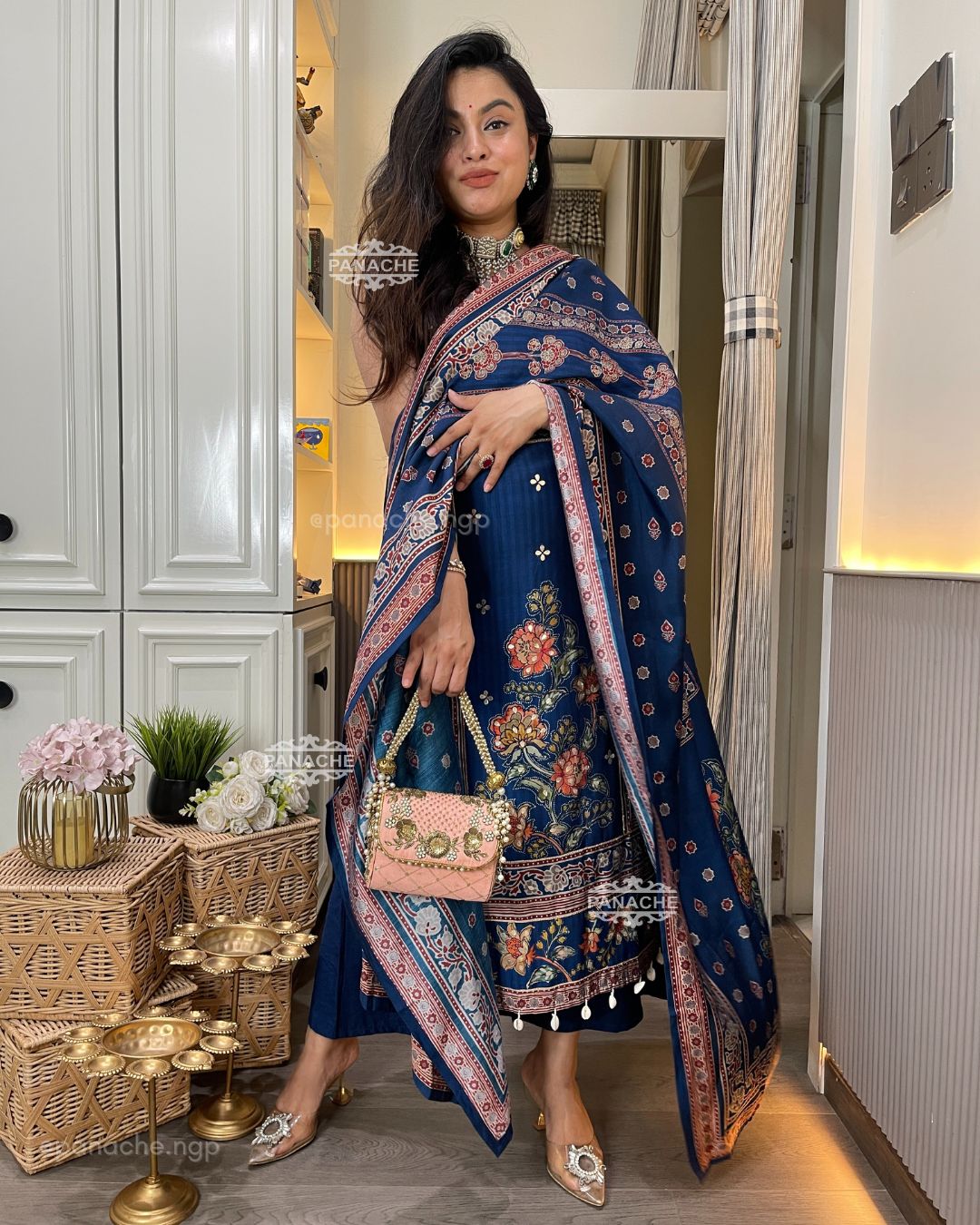 Muslin print on print shells suit