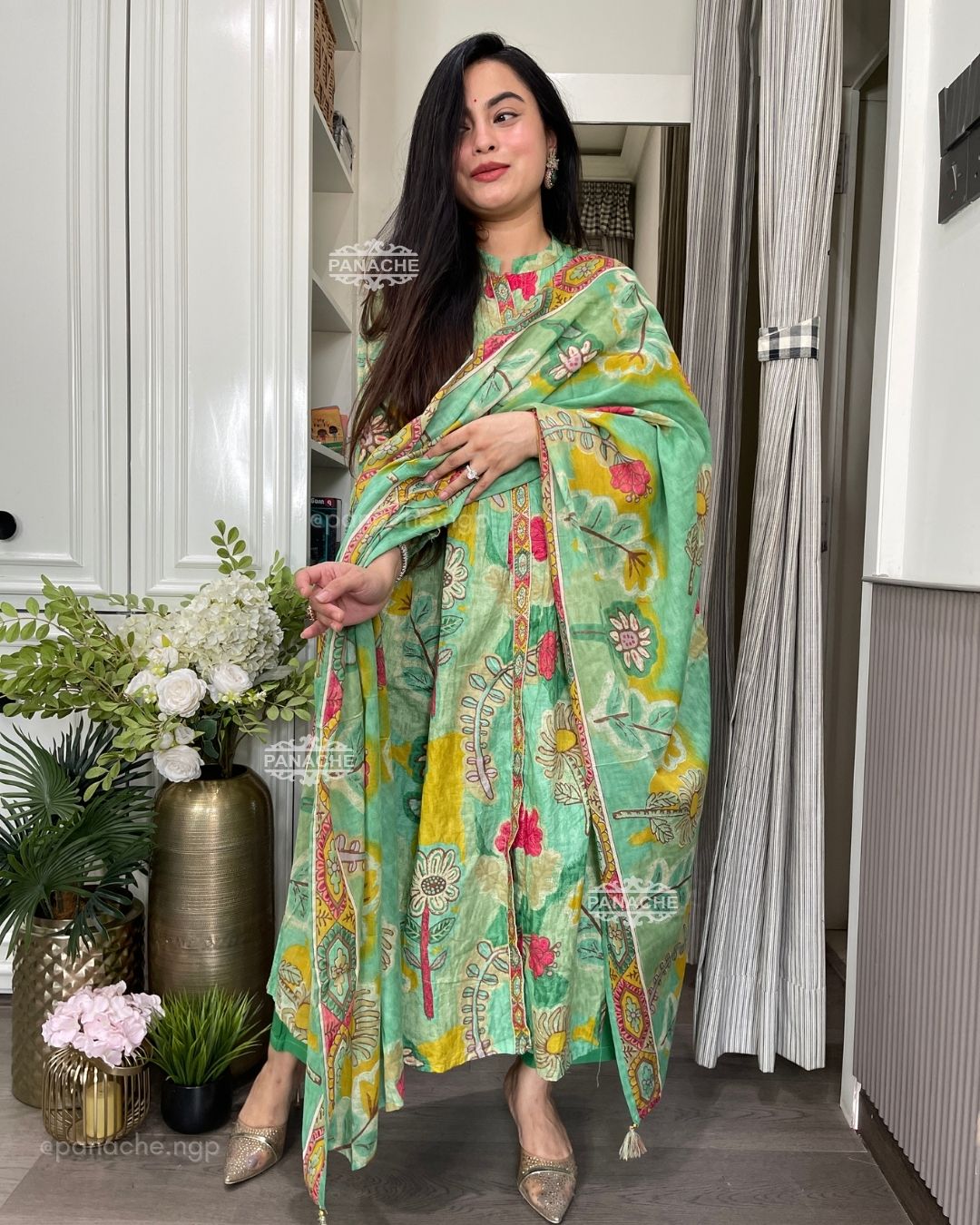 Mul cotton floral semiformal suit set