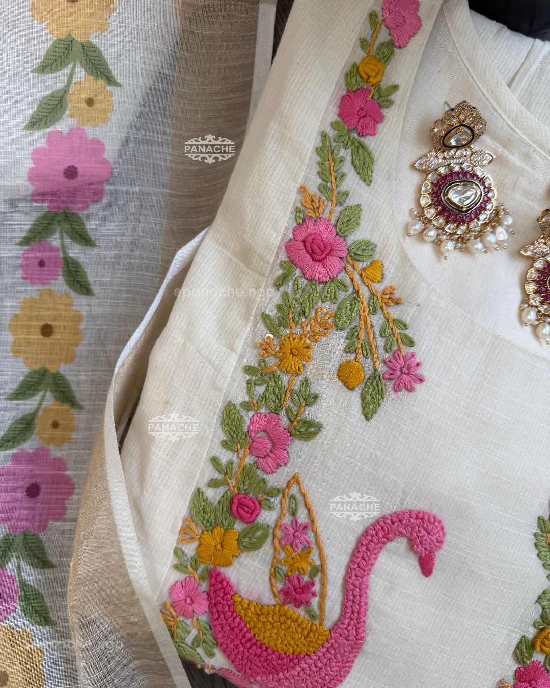Flamingo cotton frenchknot set