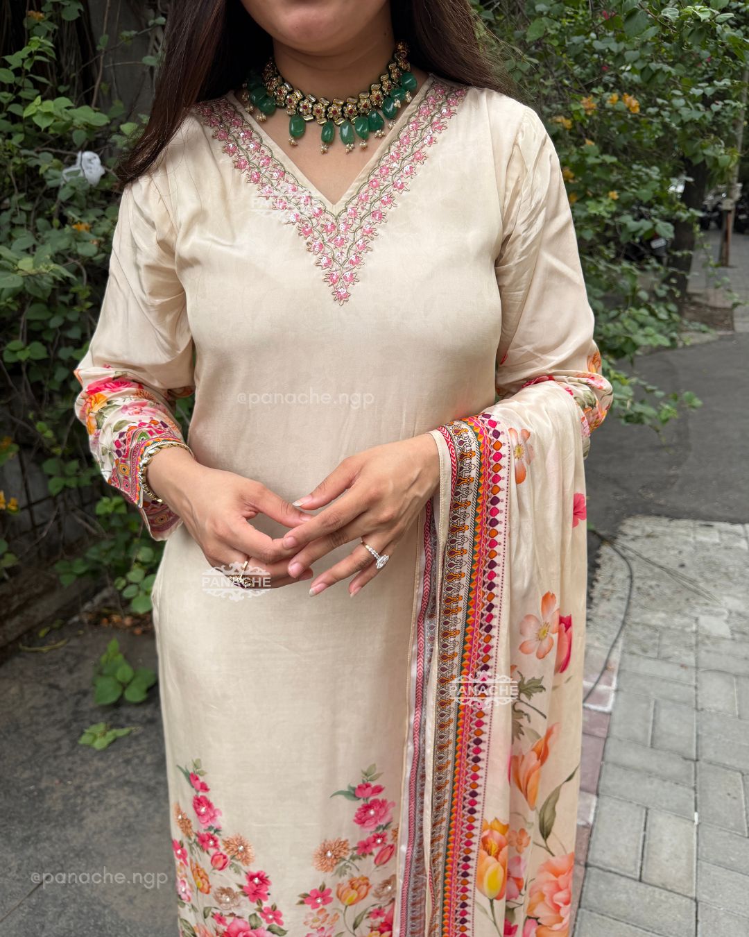 Ivory floral suit set