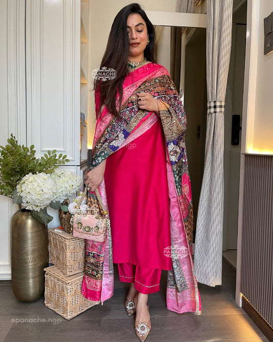 Party wear fuschia set