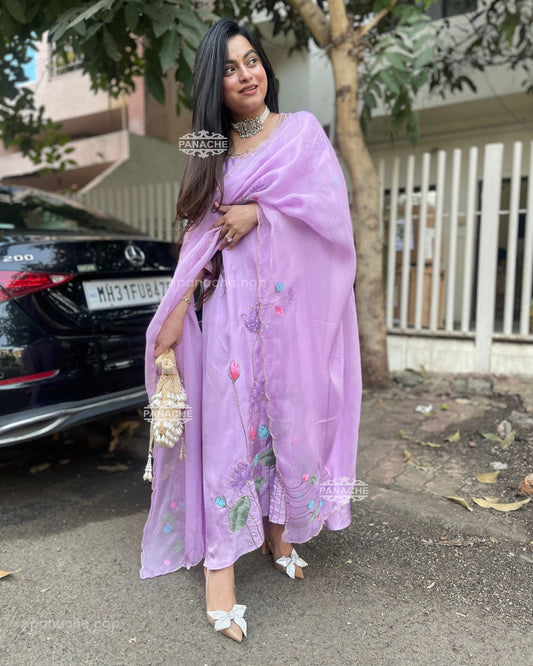 Winter lilac HANDPAINTED suit