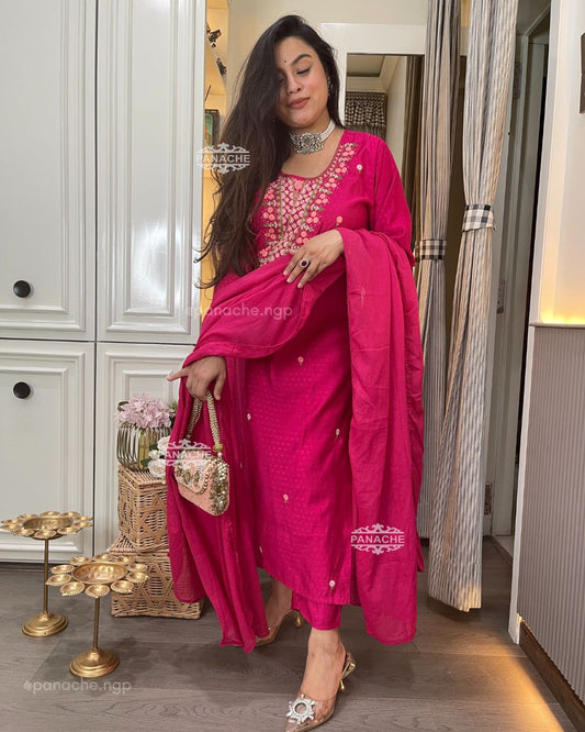 Fuschia cotton suit set